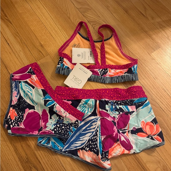 Athleta Girl Swim Set - Pink, Blue, Orange Floral - XL/14 - Picture 2 of 2